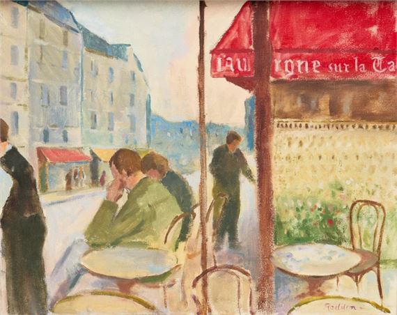 Café scene; 2 Untitled by Guy Roddon
