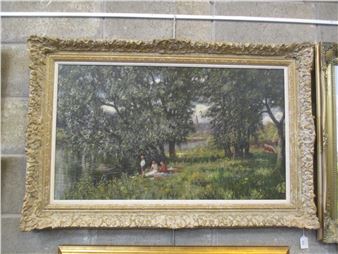 Thomas Wyman, , Summer Picnic River Tay Perth,  (named & titled verso) - Thomas Wyman