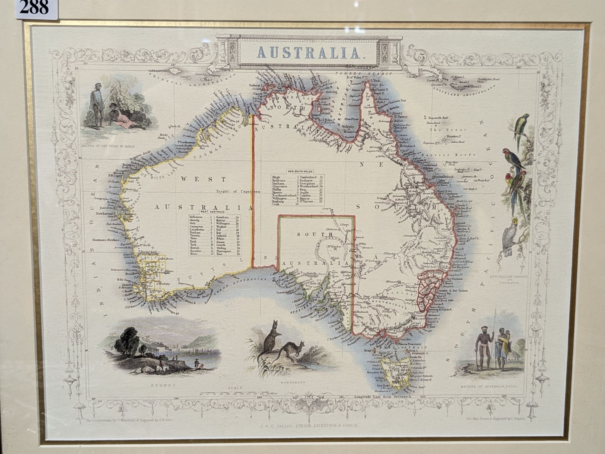 Artwork by J & F Tallis, MAP OF AUSTRALIA