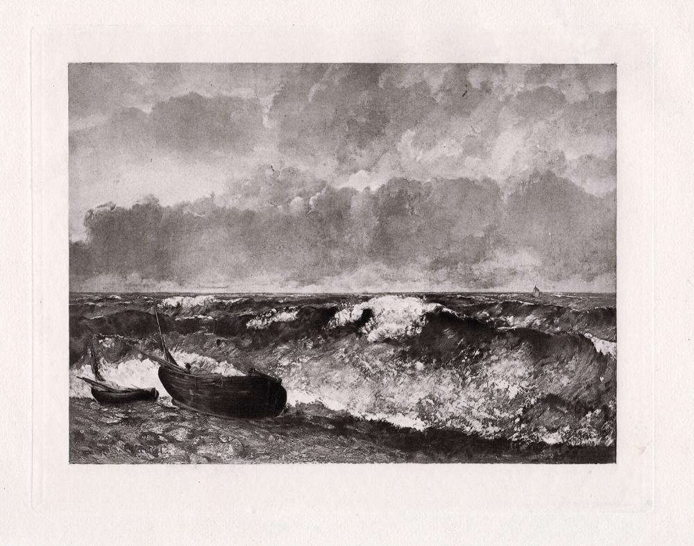 Artwork by Gustave Courbet, The Wave, Made of Antique Heliogravure on wove paper