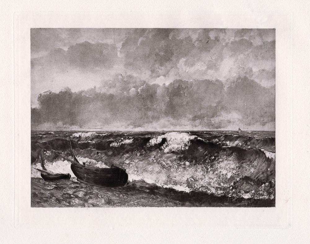 Artwork by Gustave Courbet, The Wave, Made of Antique Heliogravure on wove paper