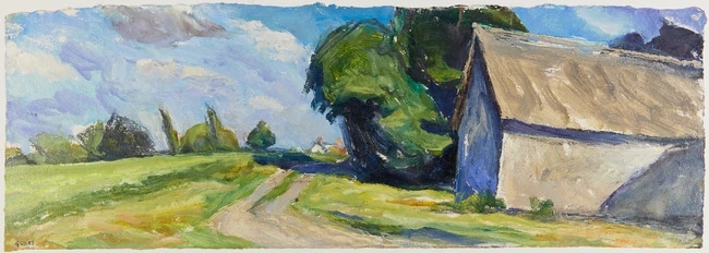 Artwork by Graham Giles, House in a landscape, Made of oil on paper
