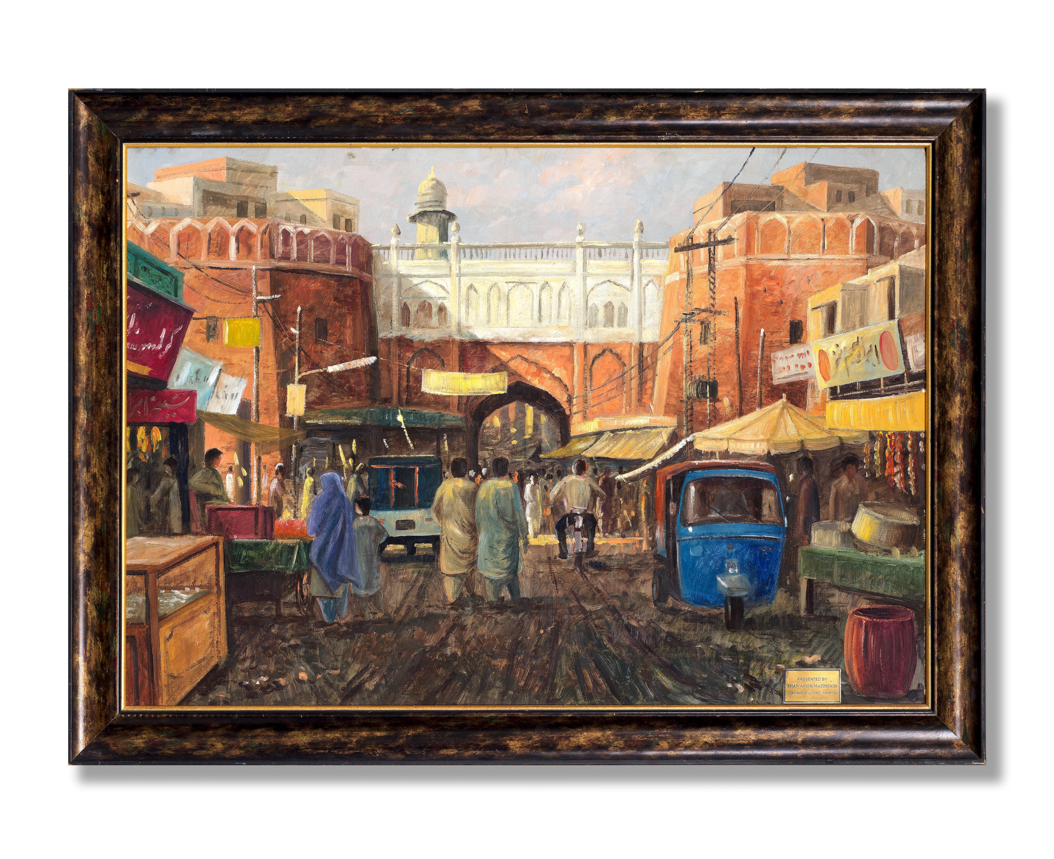 Artwork by Mian Amer Mahmood, Untitled (Lahore Street Scene, Made of oil on board