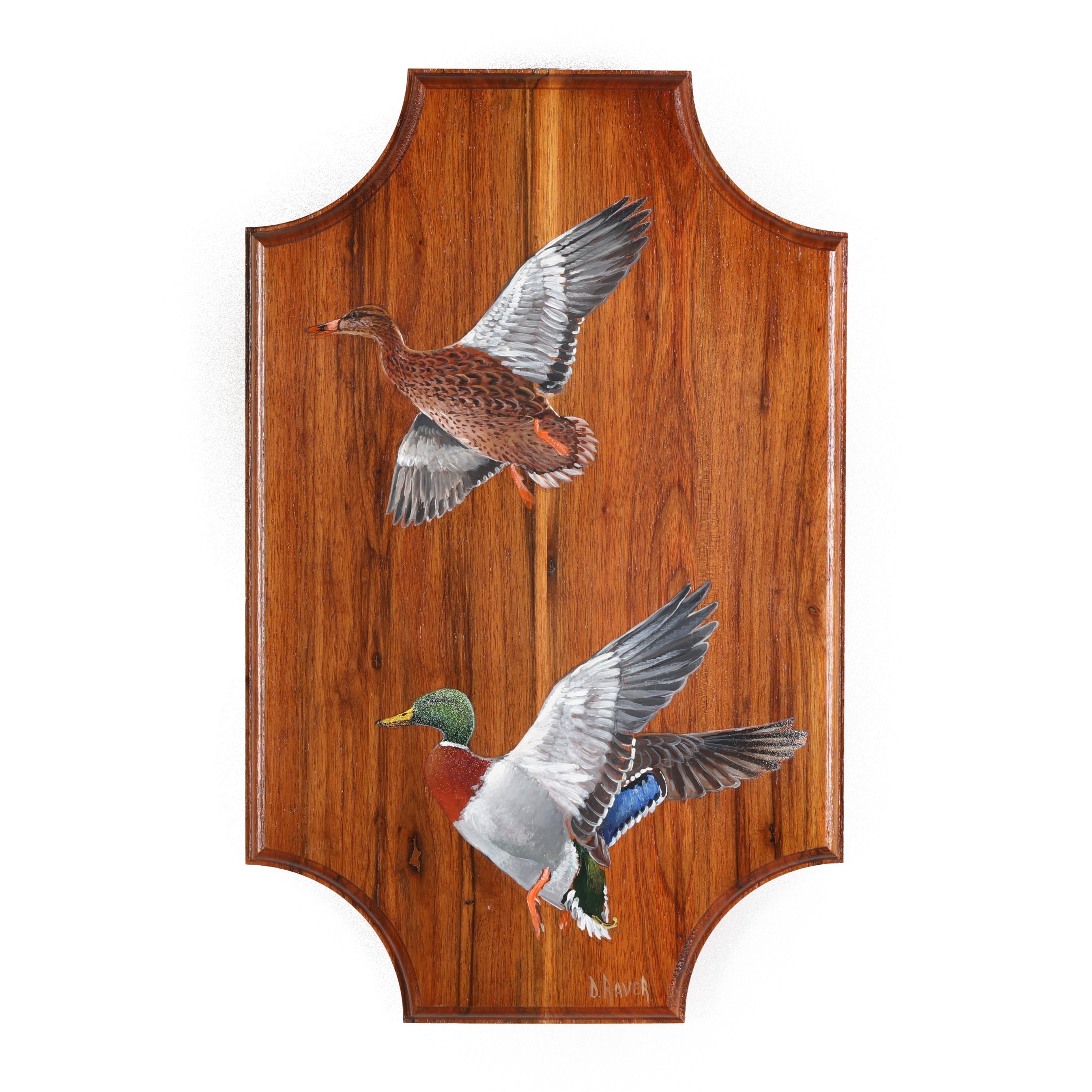 Duane Raver Jr. | Mallards in Flight on Plaque (1979) | MutualArt