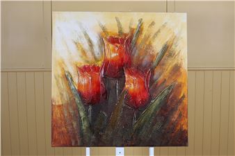 JOCHEM DE GRAAF Three Tulips Oil on canvas cm  x cm - Jochem de Graaf