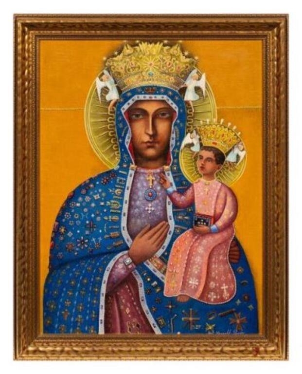 Artwork by Leopold Swider, Our Lady of Czestochowa, Leopold Swider, Made of Oil on canvas board