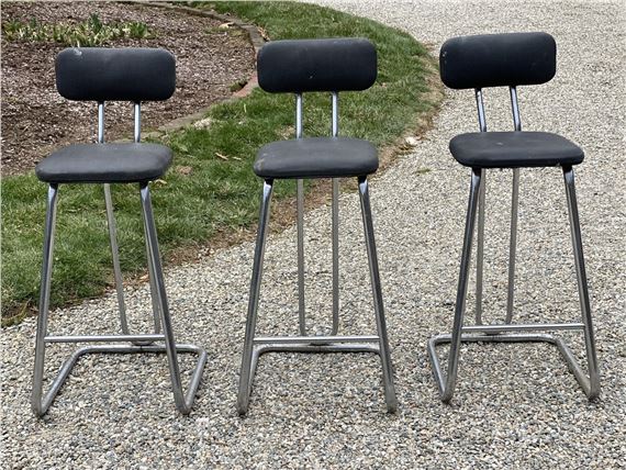 Three Art Deco Counter Height Stools Attributed To Kem Weber - Kem Weber