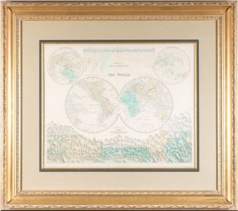 Antique Adam & Charles Black Framed World Map - Charles Black