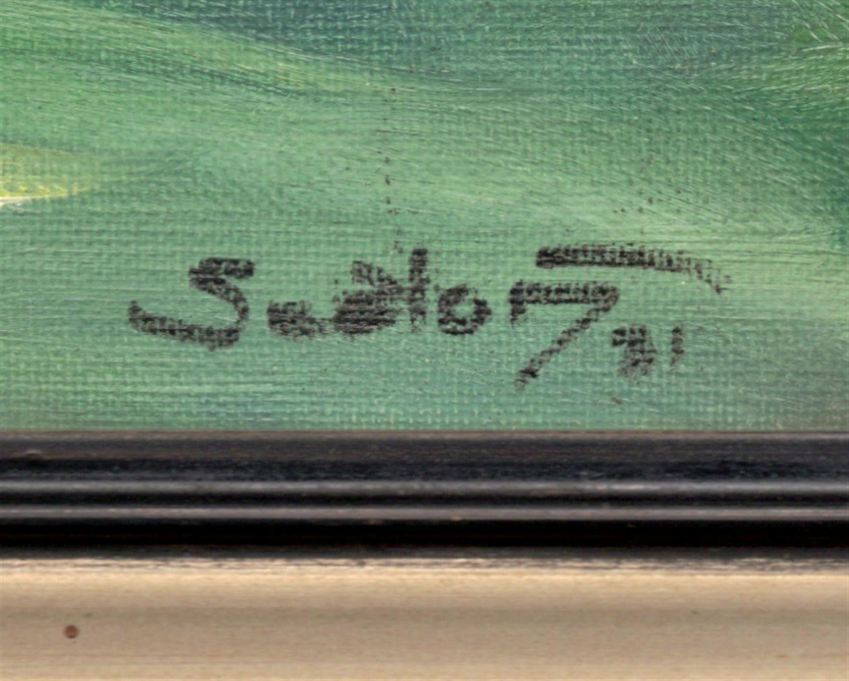 Artwork by Otakar Sedloň, Park s jezírkem, Made of Oil on canvas