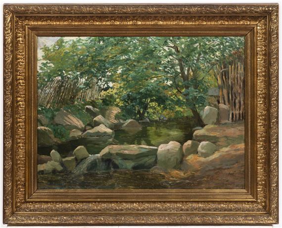LANDSCAPE WITH A BROOK by Augustin Satra, 1902