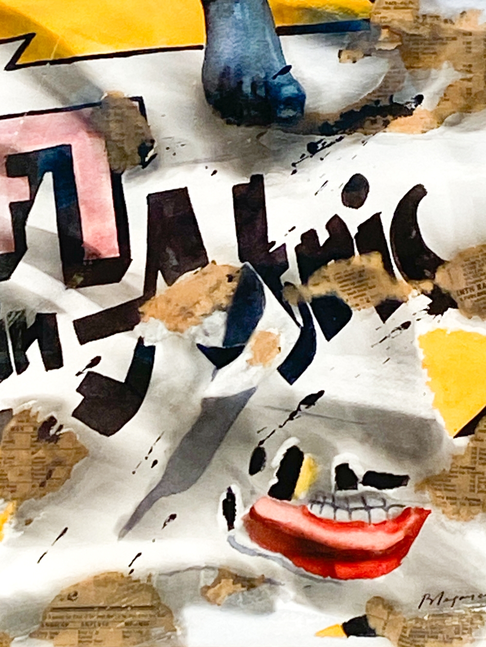 Artwork by Burhan Doğançay, BURHAN DOGANCAY (1929-2013) ABSTRACT COLLAGE, Made of newspaper with the use of fumage to create a smoky texture/look. Gouache, collage, and fumage on paper