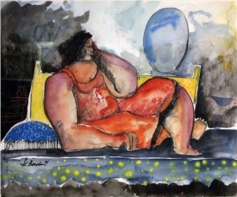 Woman Reclining on a Lounge - Juan Breceda