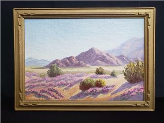 Oil painting on board desert landscape - Charles Wesley Nicholson