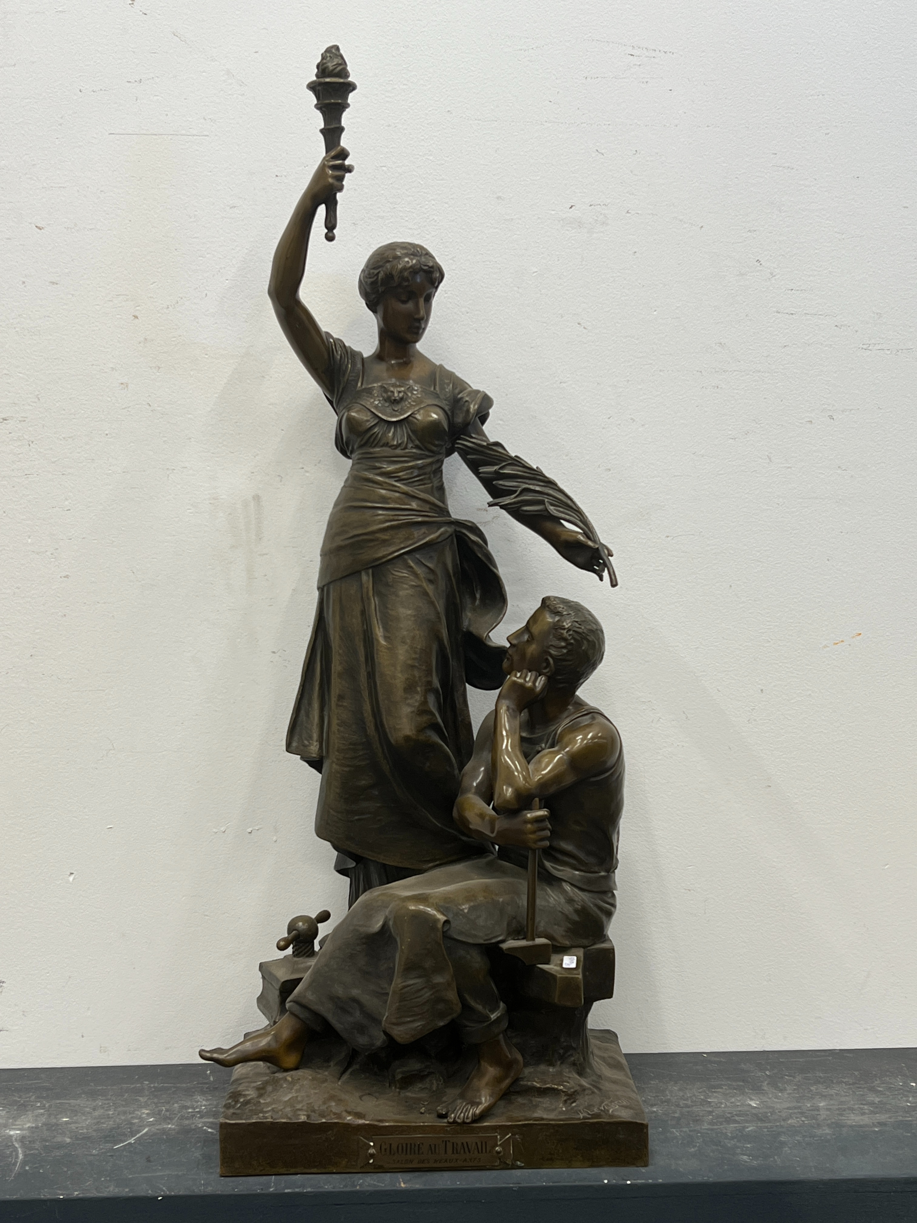 Artwork by Alexander Levasseur, Homme et Femme au flambeau, Made of bronze