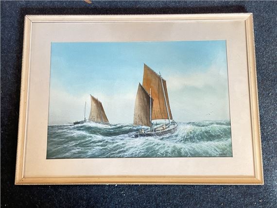 A. C. Rutter | two sailing boars in choppy seas | MutualArt