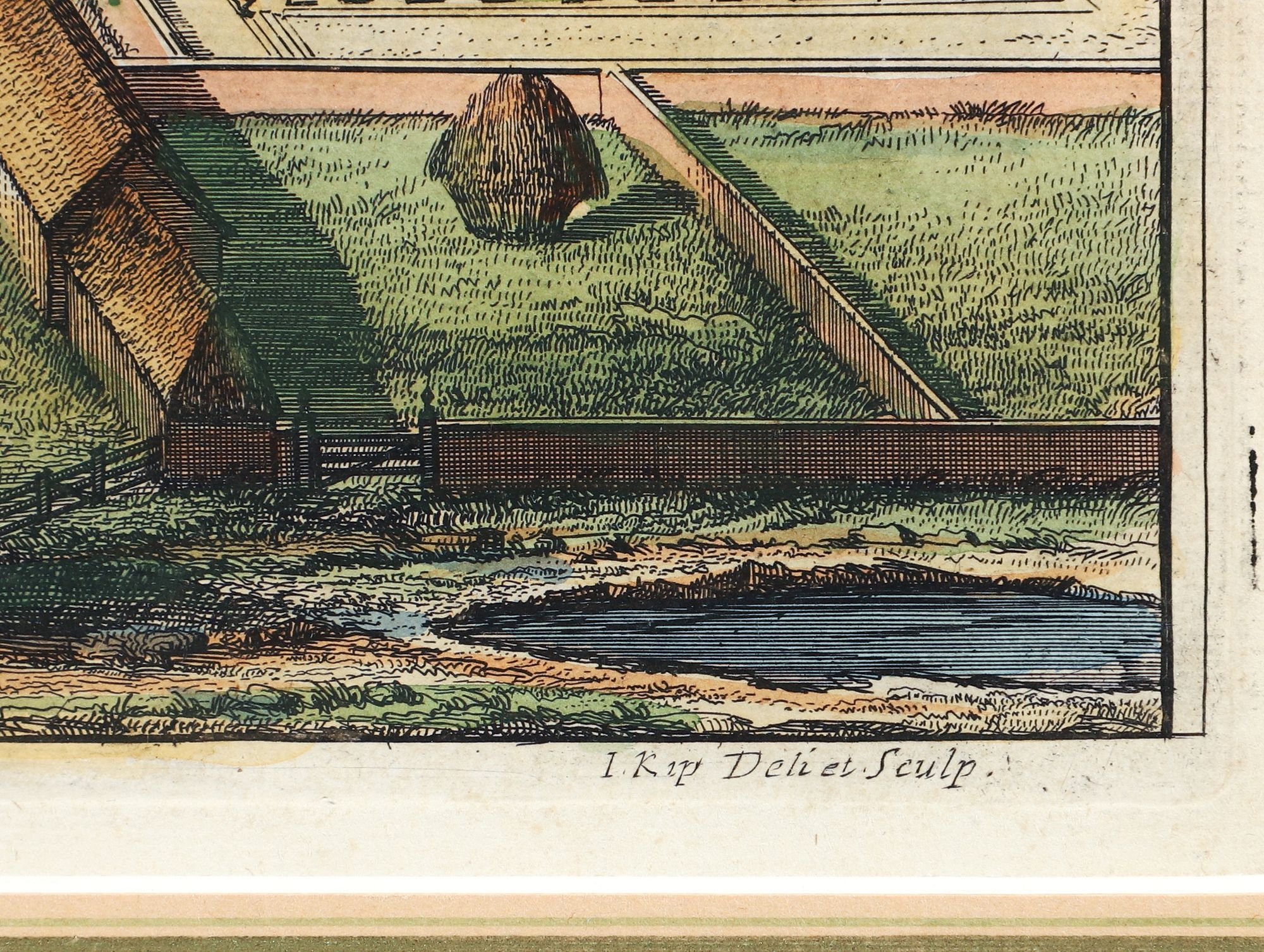 Artwork by Johannes Kip, 4 Johannes Kip Topographical Engravings 18th Century, Made of engravings with hand coloring