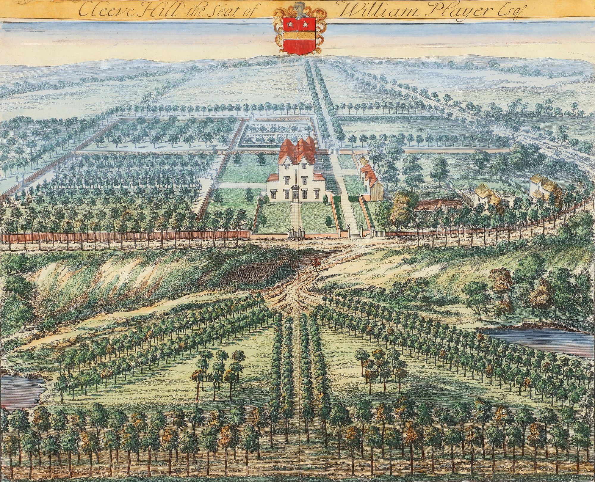 Artwork by Johannes Kip, 4 Johannes Kip Topographical Engravings 18th Century, Made of engravings with hand coloring