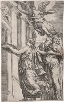 Die Vestalin Tuccia beweist ihre Keuschheit - Battista dell'Angelo del Moro