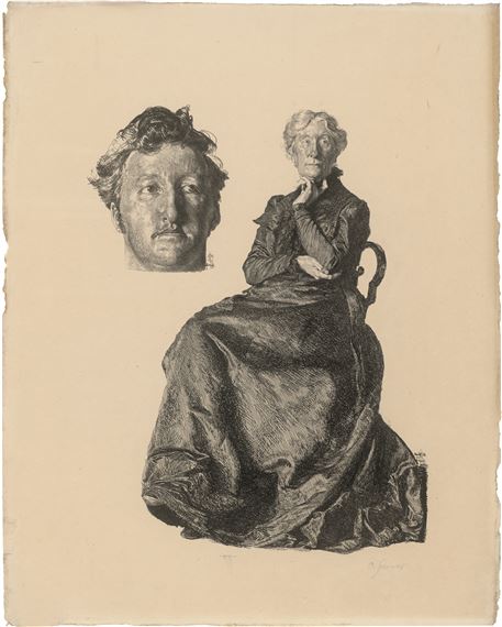 Bildnis Cosima Wagner und Kopf von Siegfried Wagner by Otto Greiner, 1900
