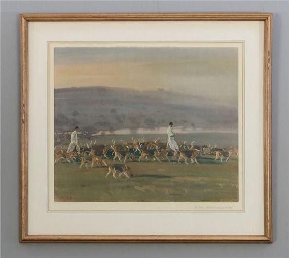 The Belvoir Hounds Exercising in the Park by Sir Alfred James Munnings, Published in 1956