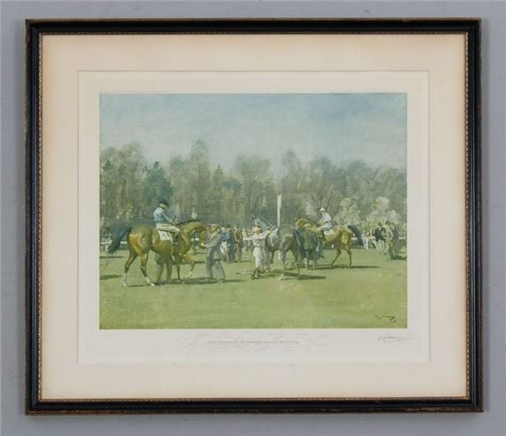 The Paddock at Epson, Spring Meeting by Sir Alfred James Munnings, Published in 1932