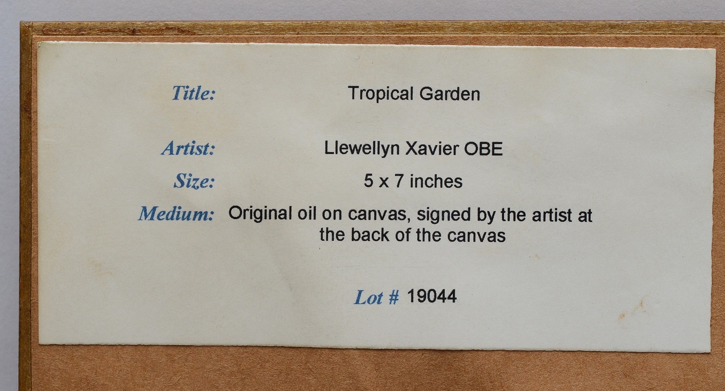Artwork by Llewellyn Xavier, Tropical Garden, Made of oil on canvas