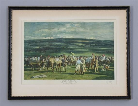 The Saddling Paddock, Cheltenham March Meeting by Sir Alfred James Munnings