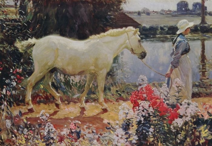 Artwork by Sir Alfred James Munnings, The Path to the Orchard, Made of Offset Lithograph