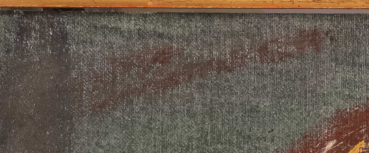 Artwork by Paul Harney, Monk Beneath Drenching Awning, Made of Oil on Board