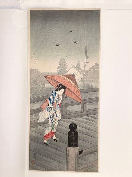 Artwork by Takahashi Shtei, Return from the Baths, Made of Print, o-tanzaku tate-e