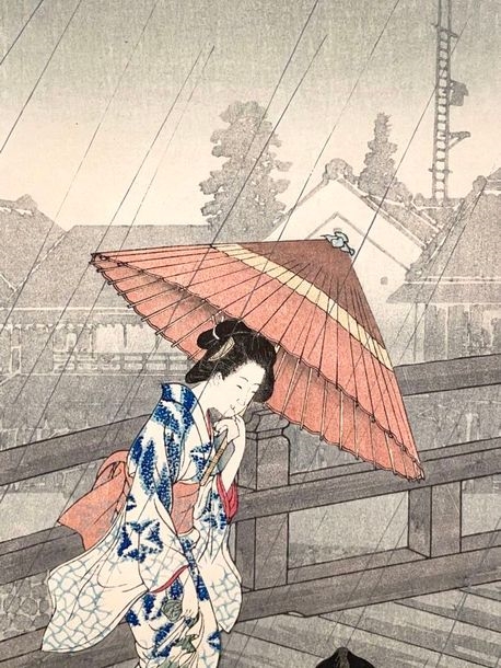 Artwork by Takahashi Shtei, Return from the Baths, Made of Print, o-tanzaku tate-e