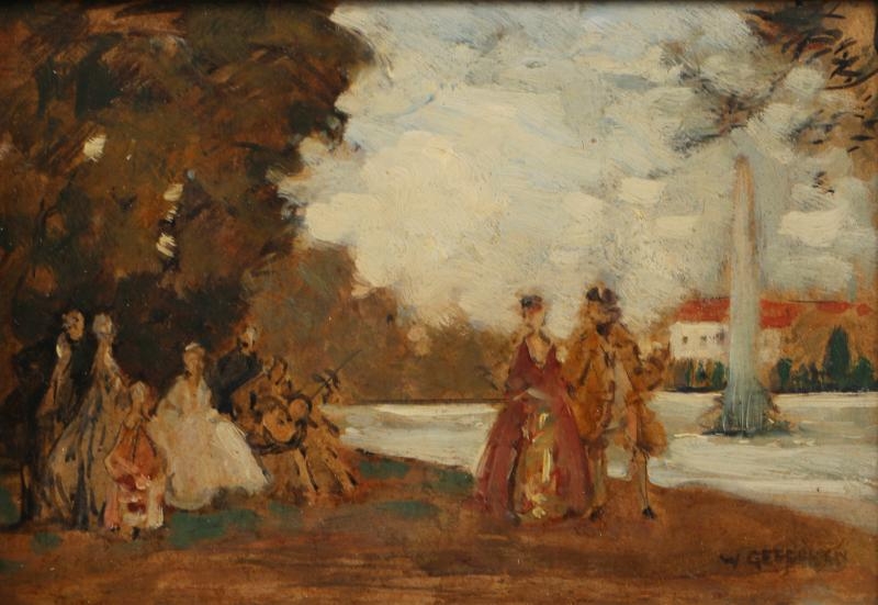 Artwork by Walter Geffcken, Cena palaciana, Made of oil on cardboard