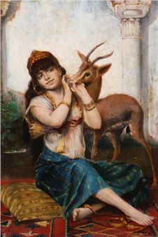 Rapariga e antílope - Gaston Casimir Saint-Pierre