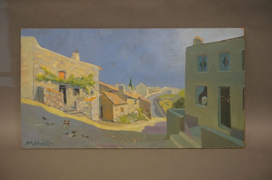 Artwork by Robert Mahelin, Ruelle en Provence, Made of oil on isorel