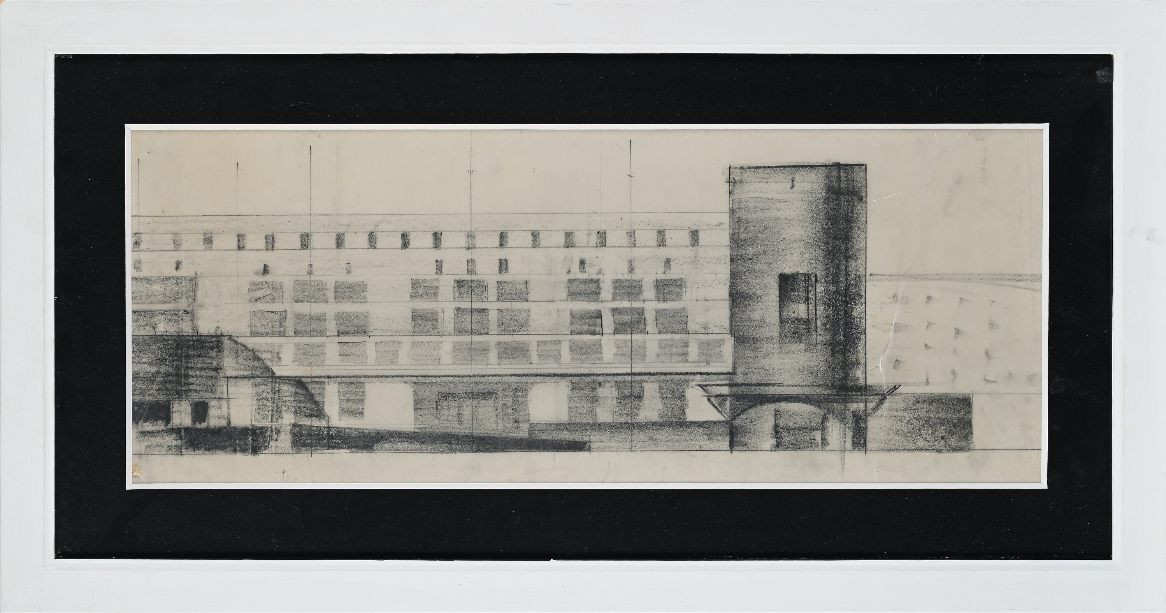 Artwork by Virgilio Marchi, Concorso per il Palazzo del Littorio a Roma, Made of matita e carboncino su carta