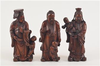 . figures of the San Hsing. Each about 8.5in. - Chinese School, 18th Century