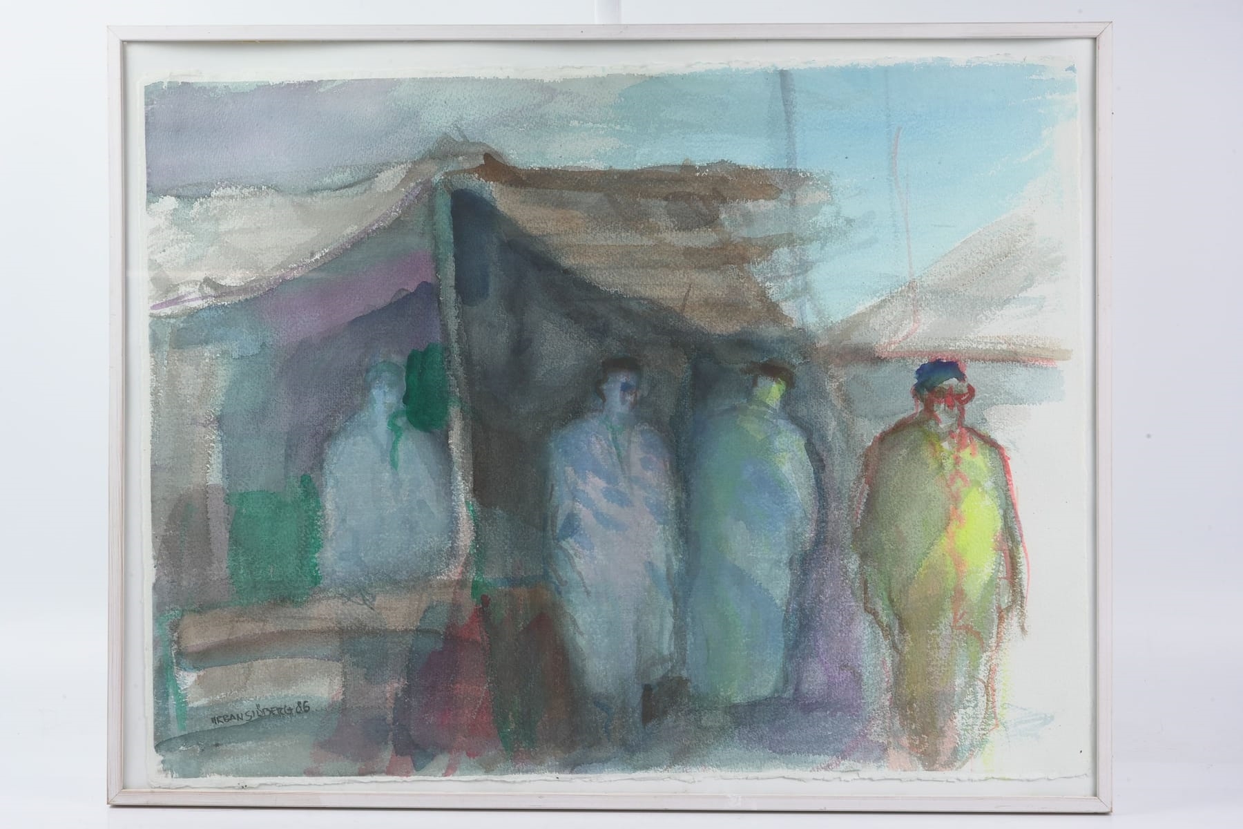 Artwork by Urban Sjöberg, 542. URBAN SJÖBERG (1945), akvarell, "Souk, Marocko, Made of akvarell