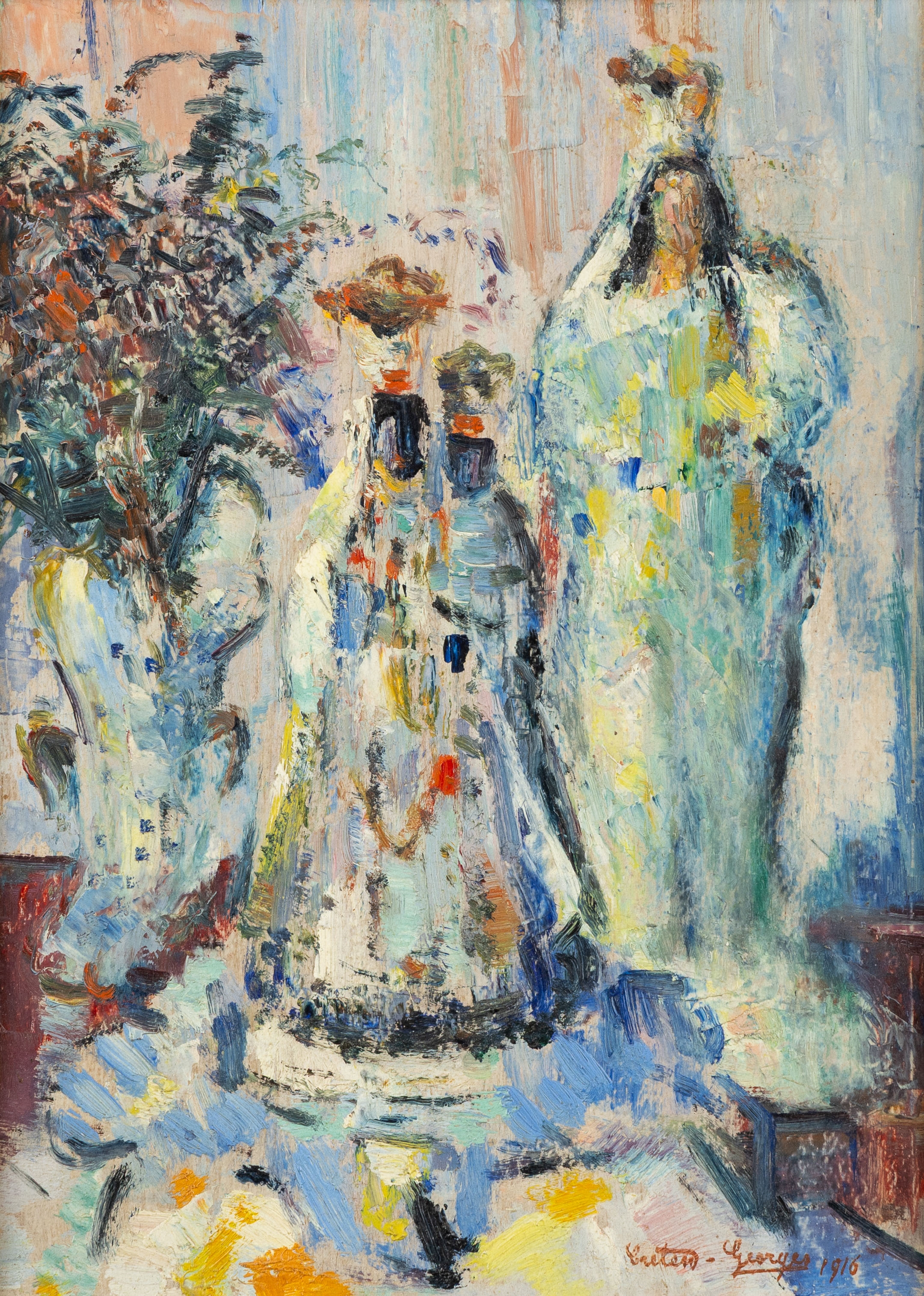 Artwork by Georges Creten, Still life with Madonna, Made of Oil on board
