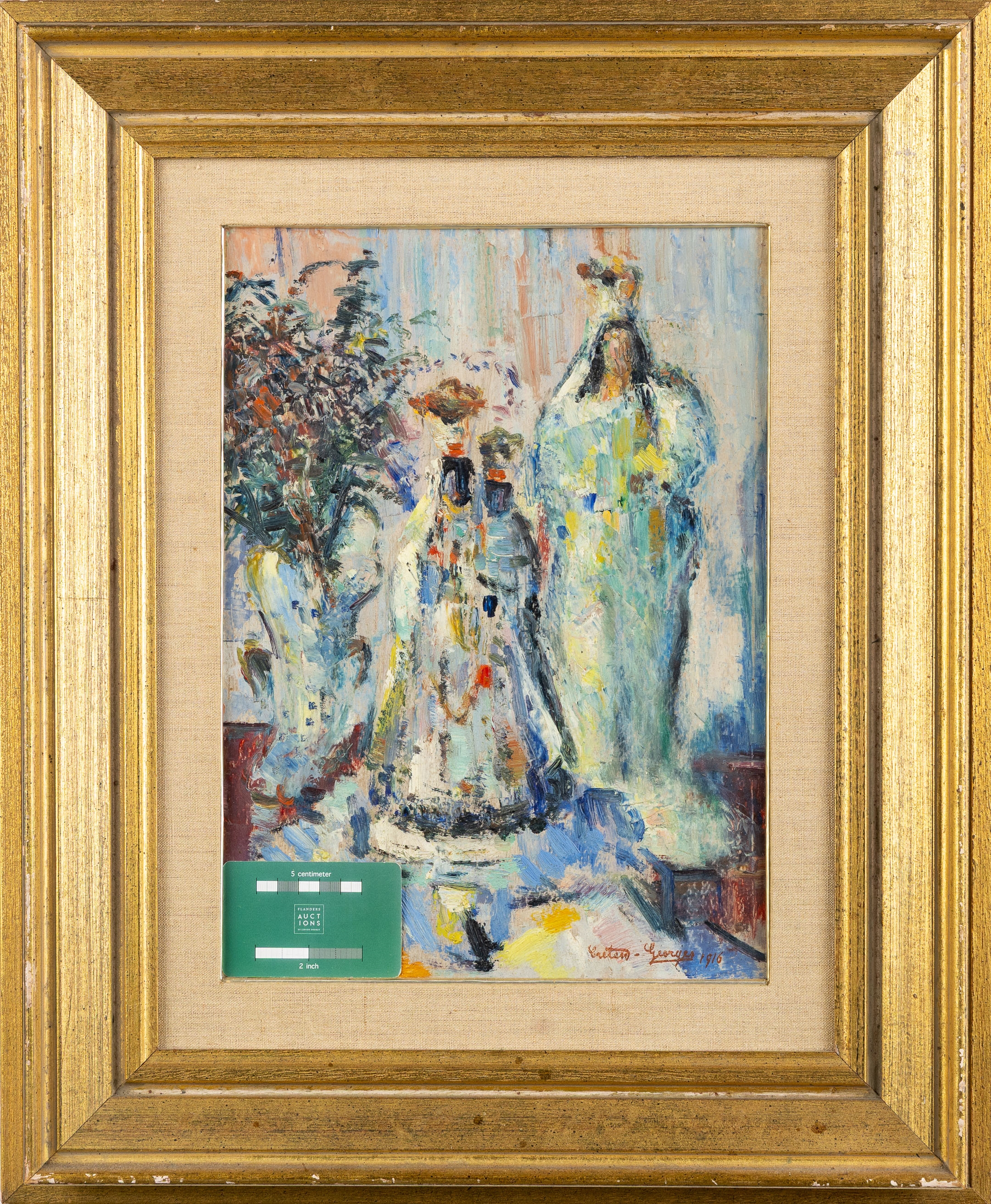 Artwork by Georges Creten, Still life with Madonna, Made of Oil on board