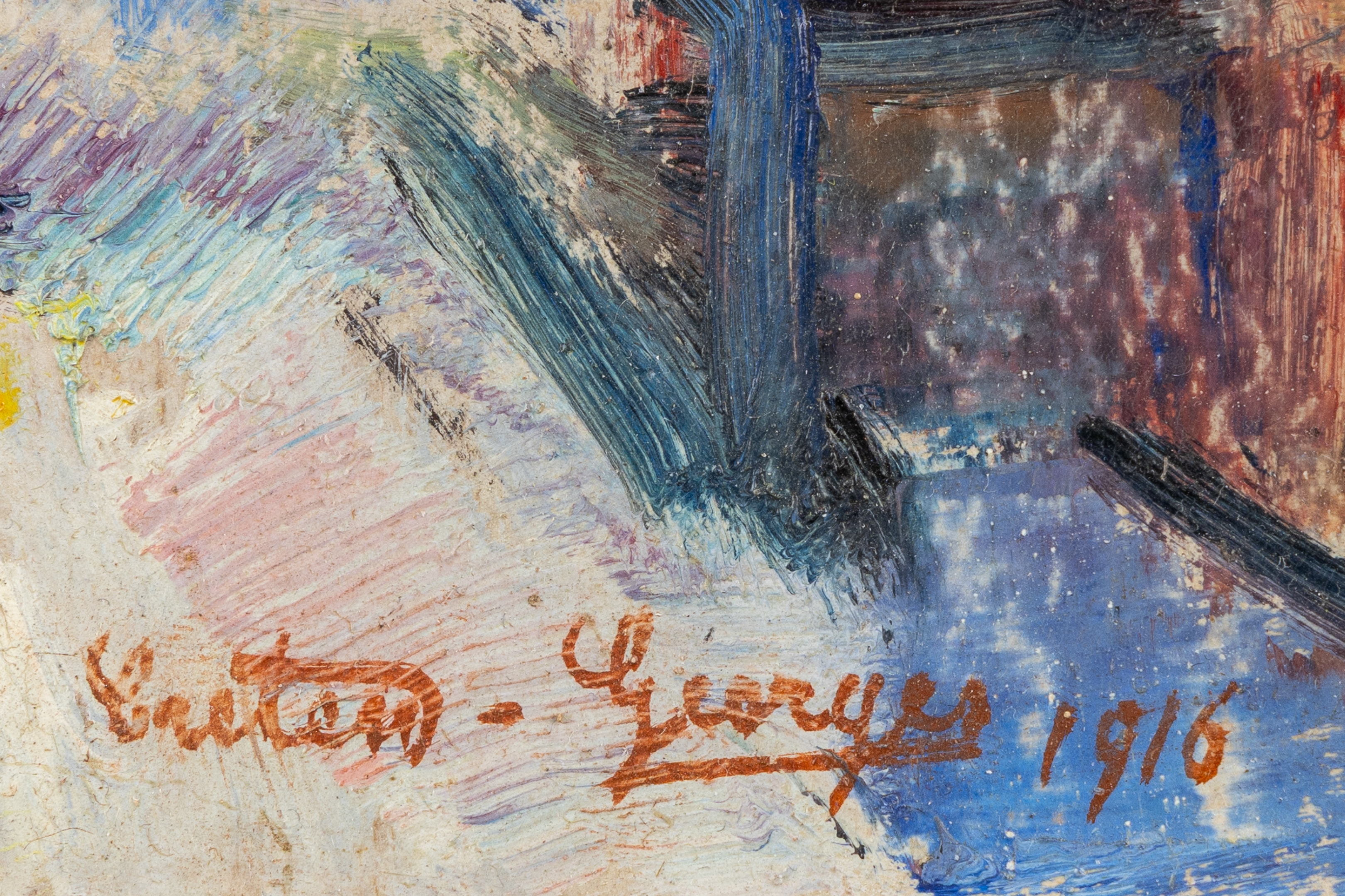 Artwork by Georges Creten, Still life with Madonna, Made of Oil on board