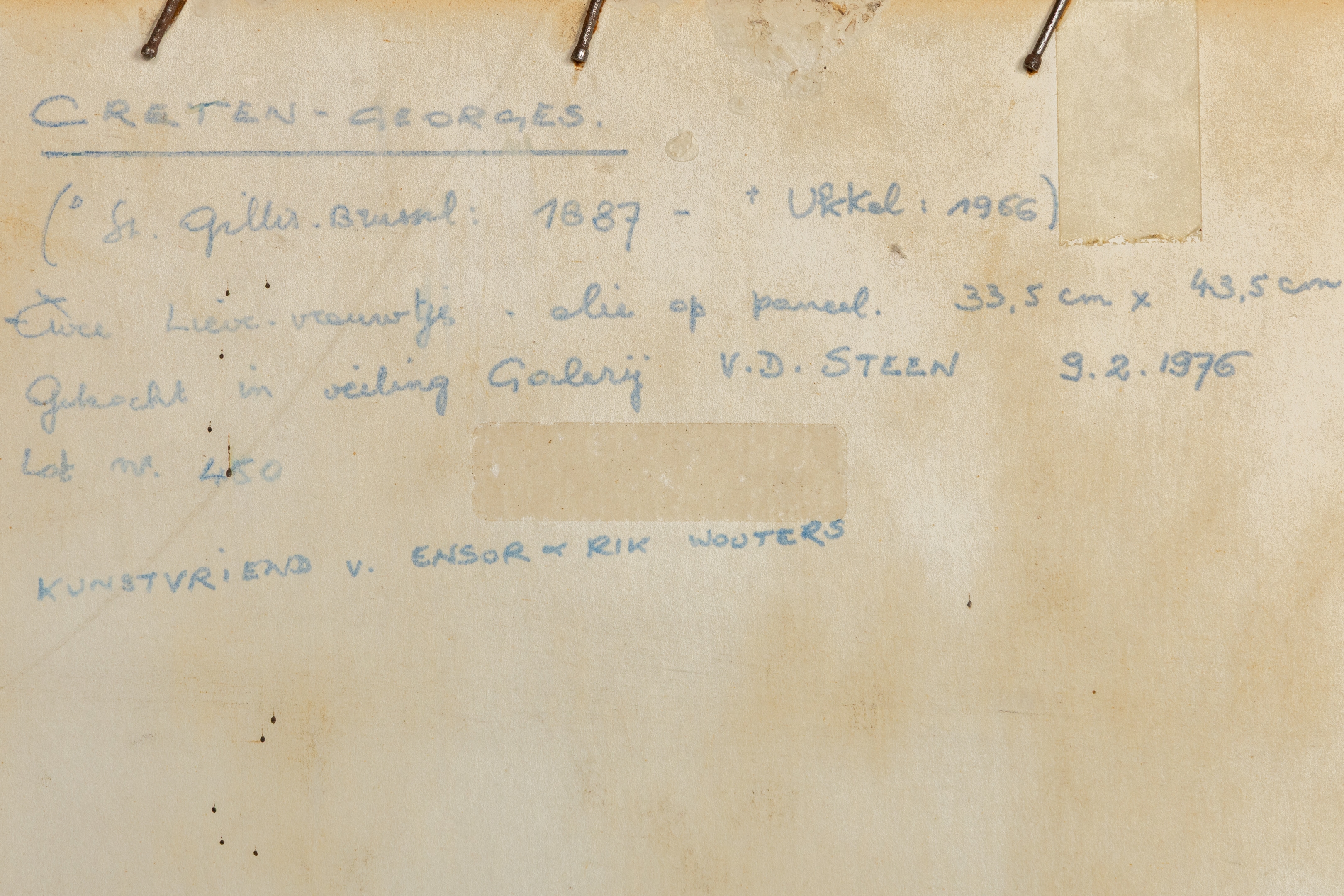 Artwork by Georges Creten, Still life with Madonna, Made of Oil on board