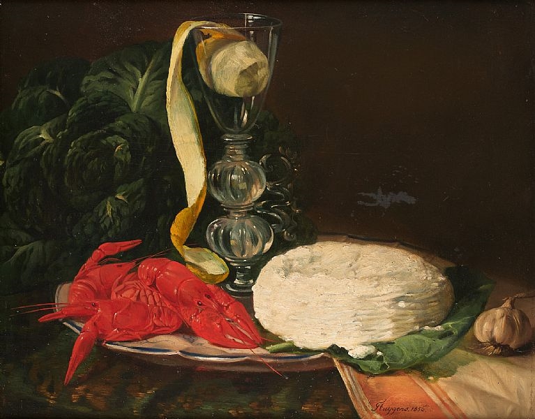 Artwork by François Joseph Huygens, Huile sur panneau: Nature morte aux homards, Made of Huile sur panneau