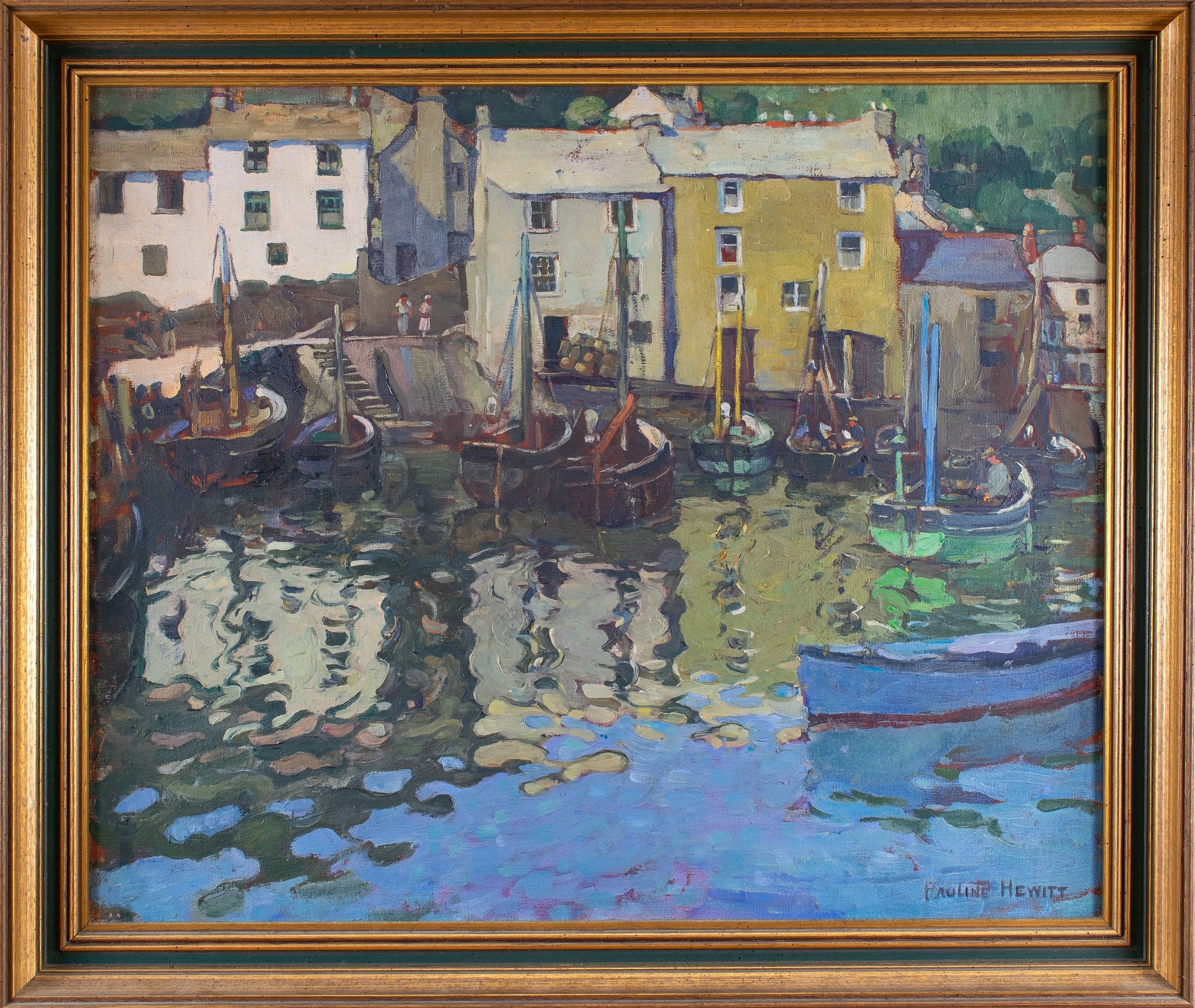 Artwork by Pauline Hewitt, Polperro Harbour, Made of Oil on board