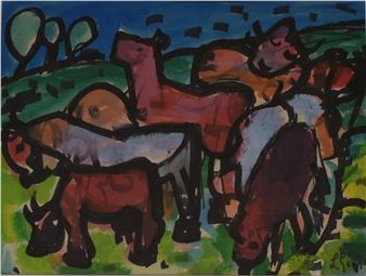 Kudde koeien en paarden - Engelbert L'Hoëst