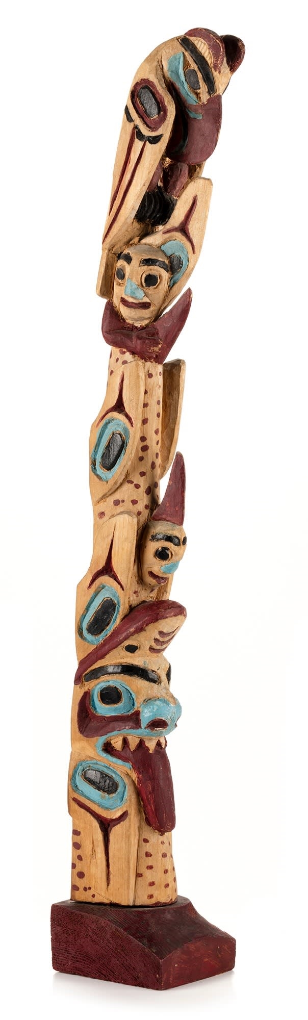 Artwork by Alfred Wesley, Model Totem Pole, Made of wood and paint