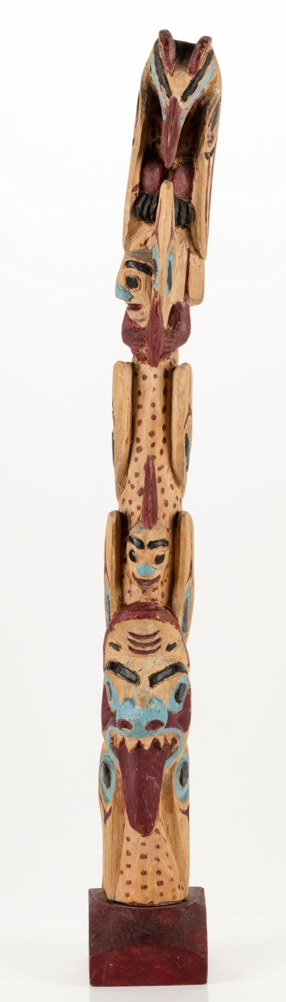Artwork by Alfred Wesley, Model Totem Pole, Made of wood and paint