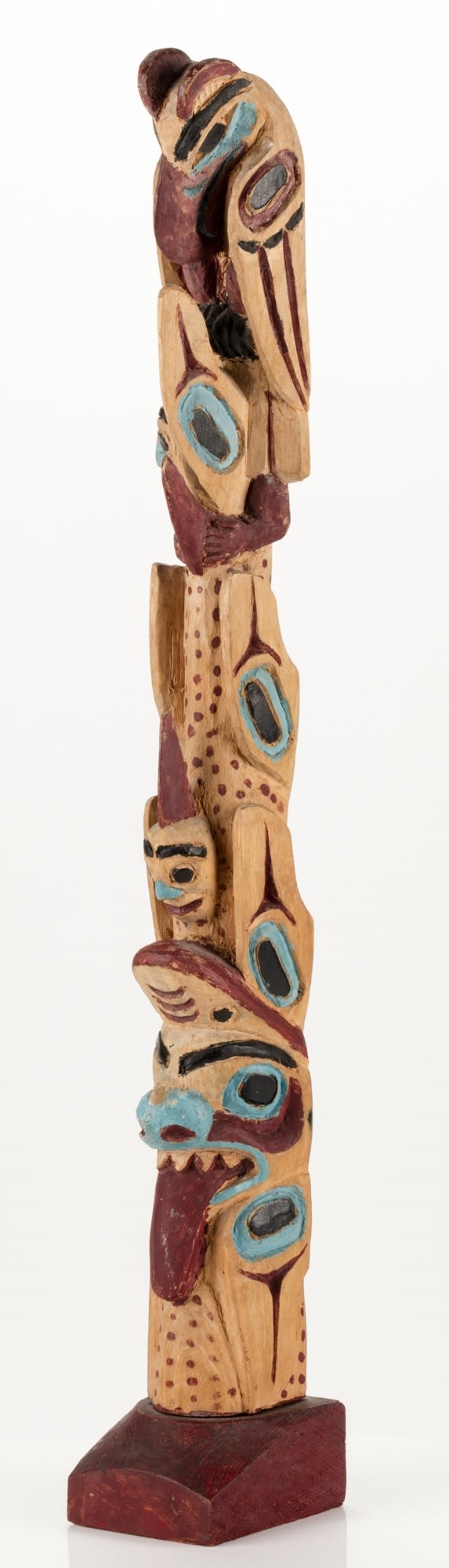 Artwork by Alfred Wesley, Model Totem Pole, Made of wood and paint