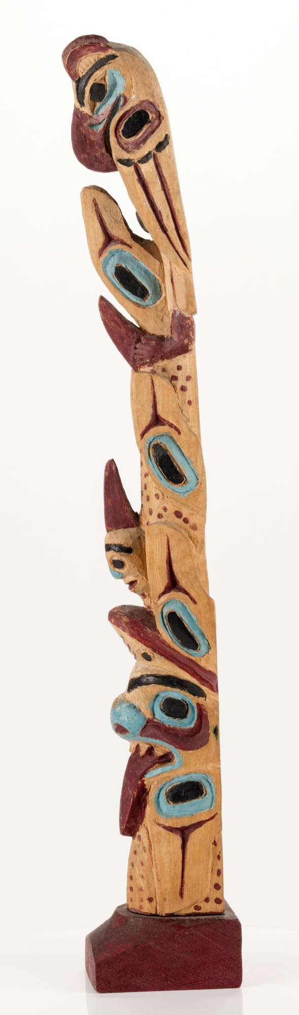 Artwork by Alfred Wesley, Model Totem Pole, Made of wood and paint