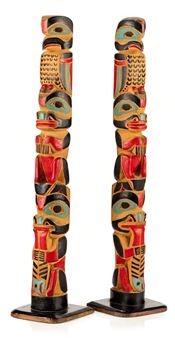 Pair of Model Totem Poles - John Michael