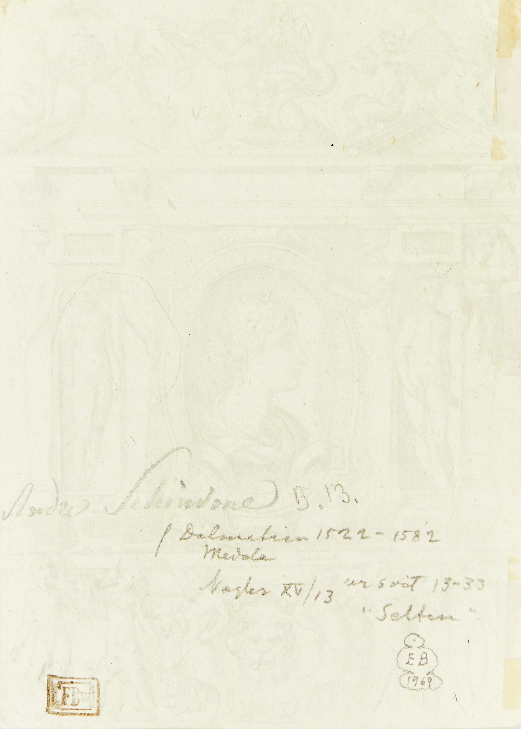 Artwork by Battista dell'Angelo del Moro, Italy 1512-1573. "Bust of a Woman in Profile Facing Left, Made of Etching on laid paper